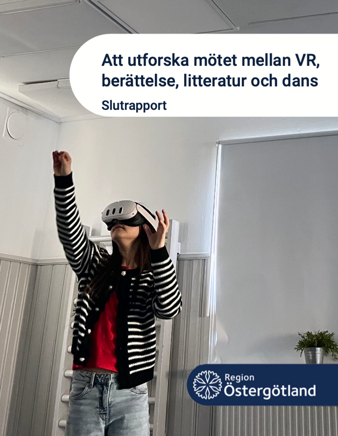 Framsida rapport - ung person i svartvitrandig tröja sträcker sig mot något iförd VR-headset